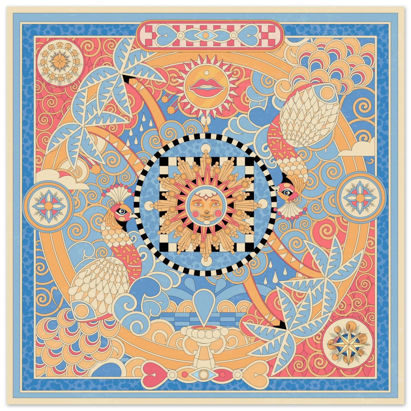 Affiche Tropical Square — Géométrie Maximaliste par YOAZ Paris