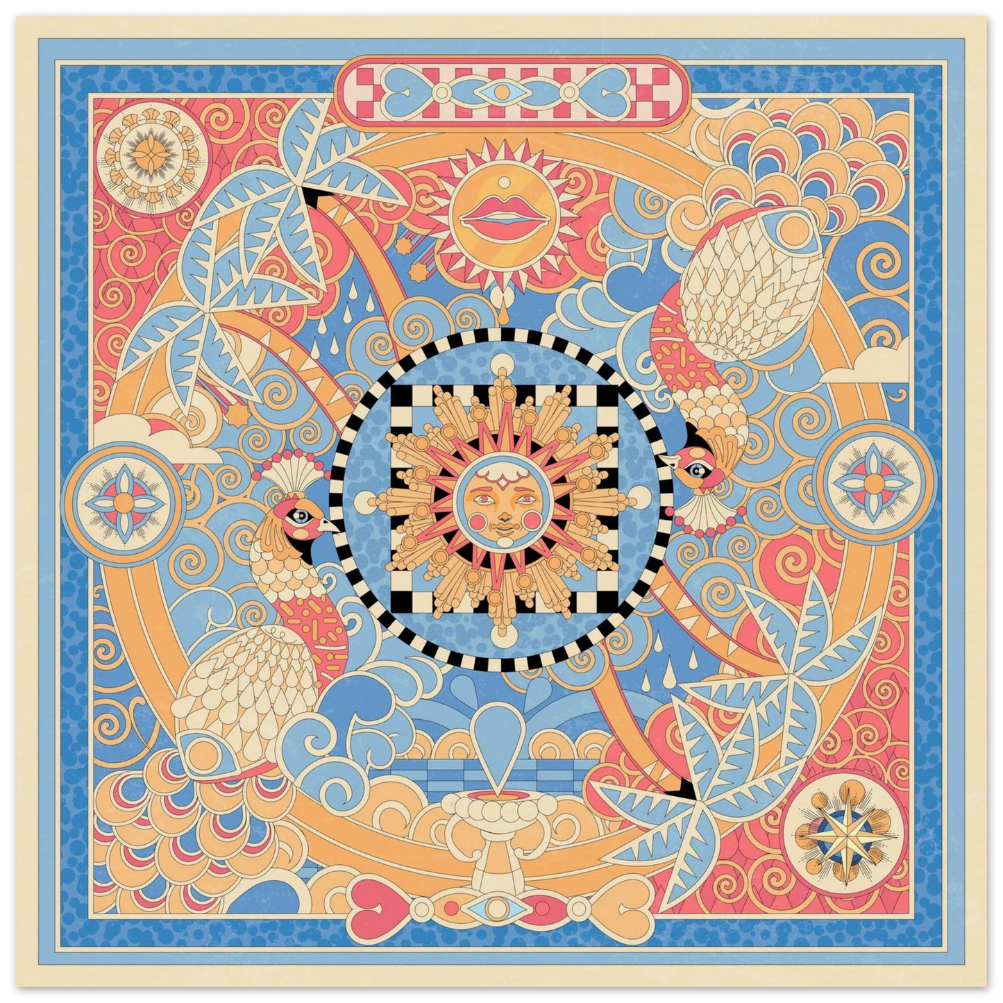 Affiche Tropical Square — Géométrie Maximaliste par YOAZ Paris