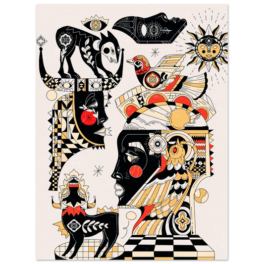 Affiche Night Totem — Géométrie Noir & Blanc par YOAZ Paris